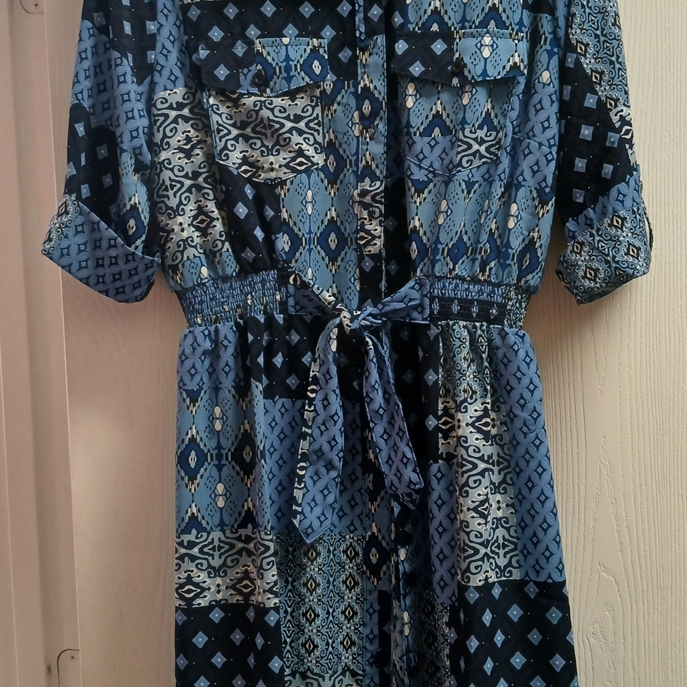 Blue Patterned Women's Dress